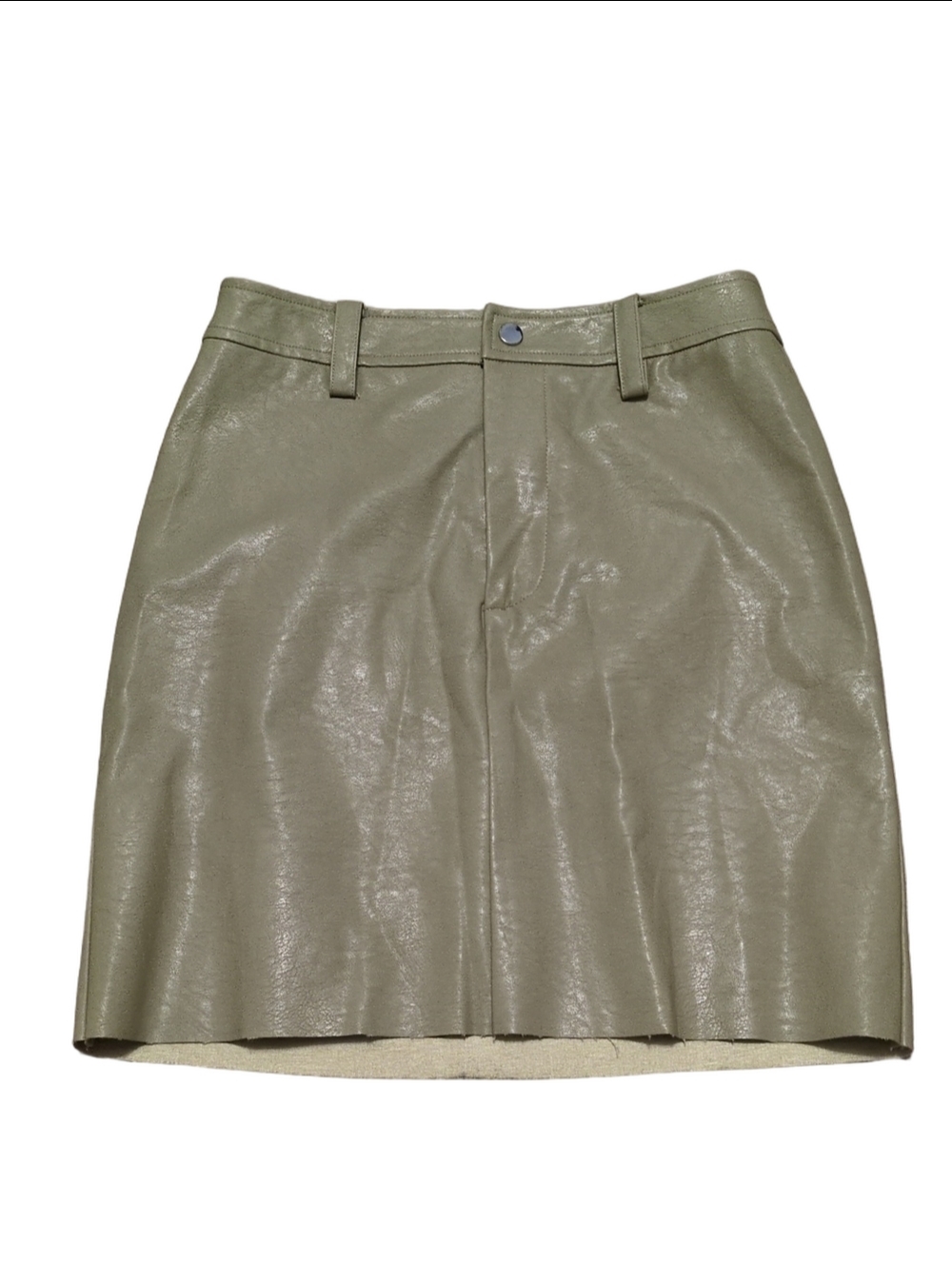 Mango MNG Olivia Green Faux Leather Mini Skirt Size Small